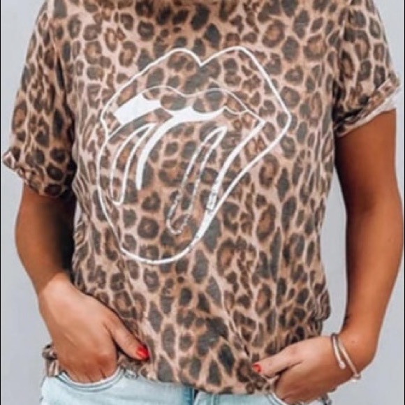 Leopard Rolling Stone tongue tee - Picture 3 of 5